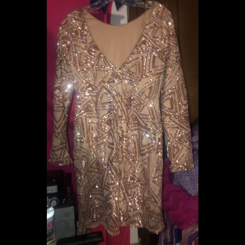 Nude and Gold party dress